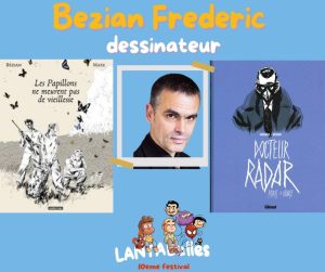 Affiche annonçant la présence du dessinateur Bezian au festival de bande dessinée Lantabulles à Lanta (Haute-Garonne)