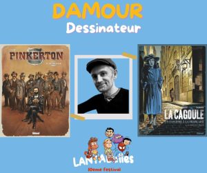 Affiche annonçant la présence du dessinateur Damour au festival de bande dessinée Lantabulles à Lanta (Haute-Garonne)
