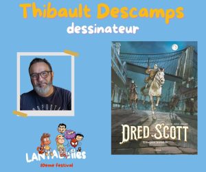 Affiche annonçant la présence du dessinateur Descamps au festival de bande dessinée Lantabulles à Lanta (Haute-Garonne)