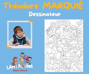 Affiche annonçant la présence du dessinateur Marquié au festival de bande dessinée Lantabulles à Lanta (Haute-Garonne)