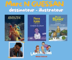 Affiche annonçant la présence du dessinateur N Guessan au festival de bande dessinée Lantabulles à Lanta (Haute-Garonne)